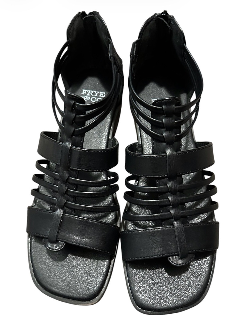 Frye & CO. Black Strappy Leather Cage Sandals size 6.5